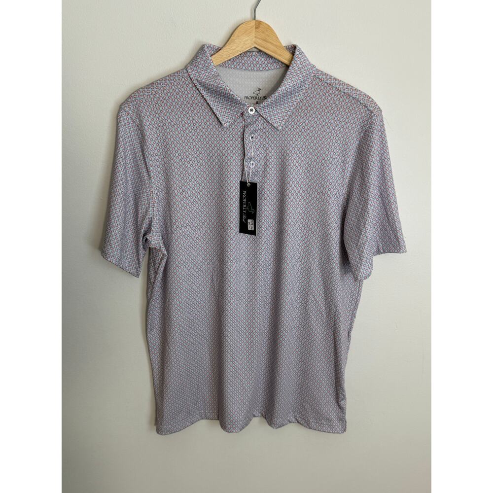 Properly Tied Men's Inlet Polo Baseball Shield Performance Polo NWT size small